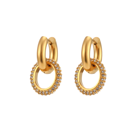 Aretes Órbita en Acero Inoxidable con baño de oro de 18K AB0057 APM40248 - comprar online