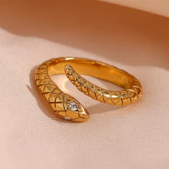Anillo Escamas de Asclepio en Acero Inoxidable con baño de oro de 18K AB0070 APM28782 en internet