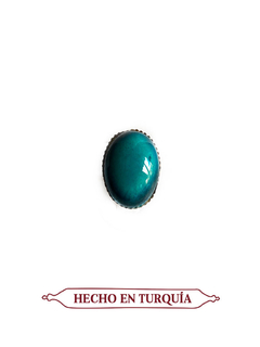 Anillo en cerámica hecho y pintado a mano - Azul petroleo