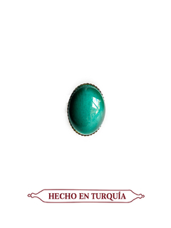 Anillo en cerámica hecho y pintado a mano - Verde turquesa APM7500