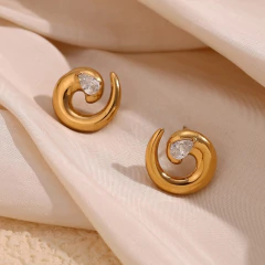 Imagen de Aretes Espiral Fibonacci en Acero Inoxidable con baño de oro de 18K AB0141 APM23049