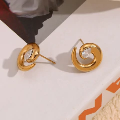 Aretes Espiral Fibonacci en Acero Inoxidable con baño de oro de 18K AB0141 APM23049 - tienda online