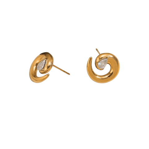 Aretes Espiral Fibonacci en Acero Inoxidable con baño de oro de 18K AB0141 APM23049 - comprar online