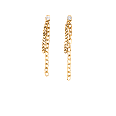 Aretes Fleco Blindado en Acero Inoxidable con baño de oro de 18K AB0143 APM23049 - comprar online
