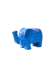 Elefante de Flores en madera pequeño - Tonos Azules APM2500
