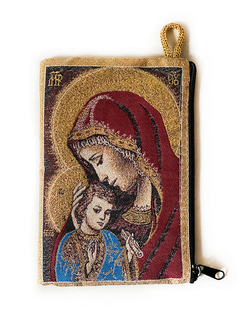 Carterita pequeña religiosa - La Virgen y El Niño - Roja