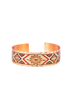 Brazalete En Cobre Estampado Y Tallado A Mano - Diseño 2 APM28000