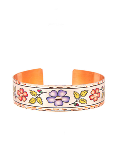 Brazalete En Cobre Estampado Y Tallado A Mano - Flores APM28000