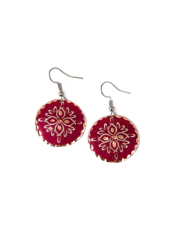 Aretes En Cobre Estampado y Tallado a Mano Diseño 1 APM8500 en internet