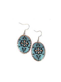 Aretes En Cobre Estampado y Tallado a Mano Diseño 11 APM8500 - comprar online