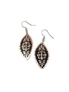 Aretes En Cobre Estampado y Tallado a Mano Diseño 12 APM8500 - comprar online