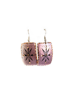 Aretes En Cobre Estampado y Tallado a Mano Diseño 15 APM8500 - comprar online