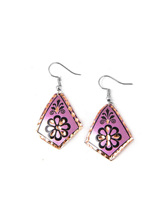 Aretes En Cobre Estampado y Tallado a Mano Diseño 2 APM8500