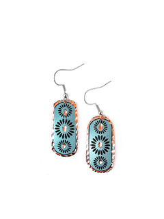 Aretes En Cobre Estampado y Tallado a Mano Diseño 21 APM8500 - comprar online