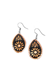 Aretes En Cobre Estampado y Tallado a Mano Diseño 22 APM8500