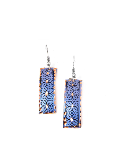 Aretes En Cobre Estampado y Tallado a Mano Diseño 25 APM8500