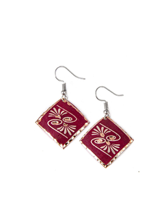 Aretes En Cobre Estampado y Tallado a Mano Diseño 5 APM8500 - comprar online