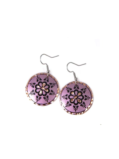 Aretes En Cobre Estampado y Tallado a Mano Diseño 7 APM8500
