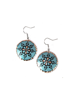 Aretes En Cobre Estampado y Tallado a Mano Diseño 7 APM8500 - buy online