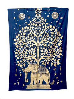 Mandala Sencilla Estampada Dorada - Elefante y Arbol 210x140 APM39000