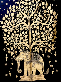 Mandala Sencilla Estampada Dorada - Elefante y Arbol 140x210 APM39000 - comprar online