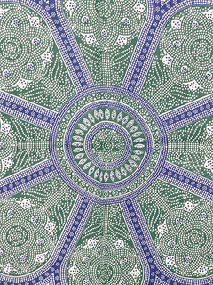 Mandala Especial - 8 elefantes y flor - Verde 210x240 cm en Algodón APM75000 en internet