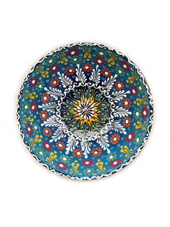 Vasija en Cerámica 21 cm - Flores Turquesa APM65000 - Hecho en Turquía