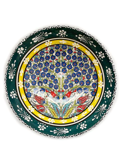 Vasija en Cerámica 25 cm - Flores Verde Oscuro APM95000