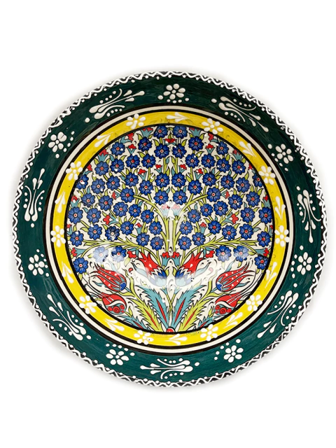 Vasija en Cerámica 25 cm - Flores Verde Oscuro APM95000