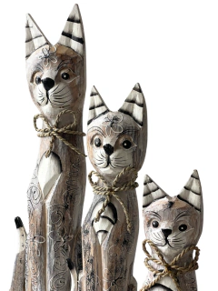Set 3 Gatos Doğa en Madera APM50000 - tienda online