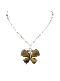 Collar piedra natural Mariposa- Ojo de Tigre APM12000 - comprar online