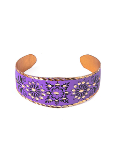 Brazalete En Cobre Estampado Y Tallado A Mano Tonos Morados - Apm28000 - comprar online