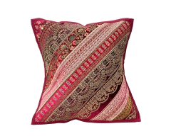 Forro de Cojin Pachtwork Vinotinto con adorno dorado APM17000 en internet