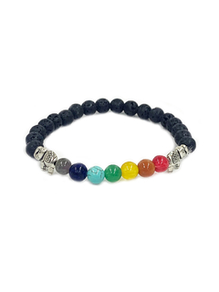 Pulsera 7 chakras con piedra volcanica y elefante - APM5400