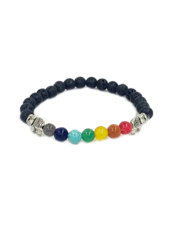 Pulsera 7 chakras con piedra volcanica y elefante - APM5400