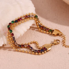 Pulsera Aura Arcoíris en Acero Inoxidable con baño de oro de 18K AB0102 APM28782 - Hecho en Turquía