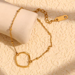 Pulsera Círculo de Gaia en Acero Inoxidable con baño de oro de 18K AB0150 APM10647 - Hecho en Turquía