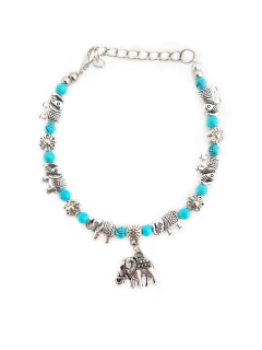 Pulsera Turquesa Fantasía - Elefante y Flor APM4000