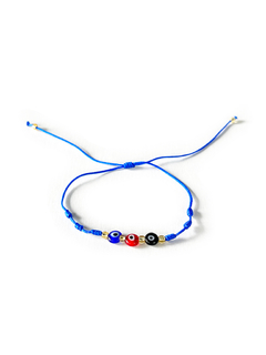 Pulsera Hilo Azul - Tres Ojos Turcos Con Nudos Multicolor APM2500