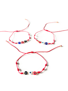 Pulsera Hilo Rojo - Tres Ojos Turcos Con Nudos Multicolor APM2500 - comprar online