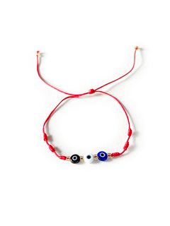 Pulsera Hilo Rojo - Tres Ojos Turcos Con Nudos Multicolor APM2500