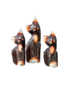 Set 3 Gatos Los Tres Curiosos en Madera Pequeño 4120-349 APM15000