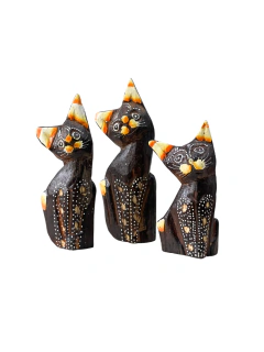 Set 3 Gatos Los Tres Curiosos en Madera Pequeño 4120-349 APM15000 en internet
