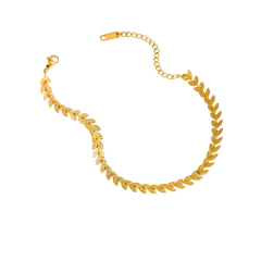 Tobillera Laurel Triunfal en Acero Inoxidable con baño de oro de 18K AB0079 APM15210 - comprar online