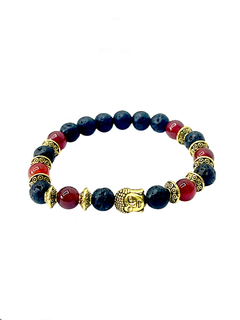 Pulsera Piedras Naturales con Buda y Piedra Volcanica APM5400 - comprar online