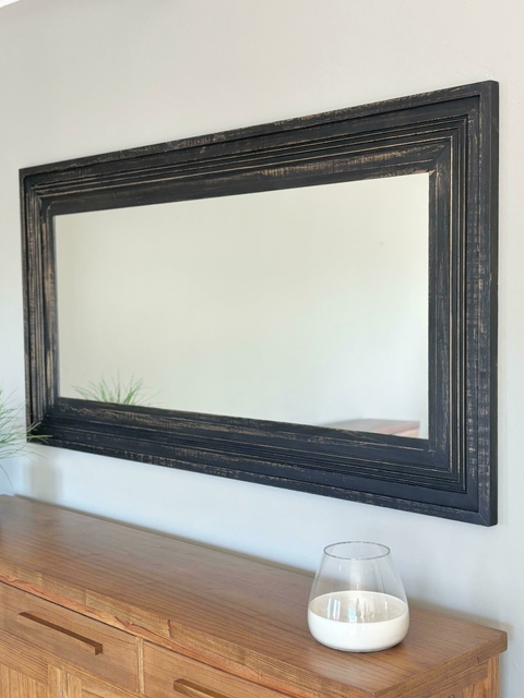 Espejo Triple Marco Negro 180x80 - comprar online