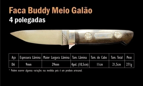 Faca Buddy Meio Galão.