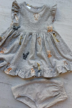 VESTIDO JUNGLA GRIS JERSEY C/ BOMBACHITA - BROTECITOS (BROV2404-55)