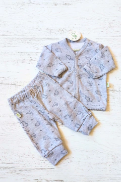 CONJUNTO MINI DINO GRIS CAMPERA Y PANTALÓN INTERLOCK - BROTECITOS (BROCAYPAINT-MDG) - comprar online