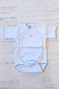 BODY CRUZADO MC PINTITAS CELESTE - BROTECITOS (BROBOMC-12P) - comprar online